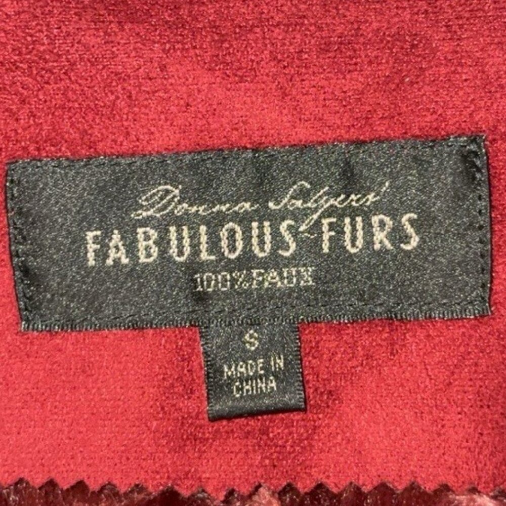 Fabulous Furs~Donna Salyer's Burgundy Faux Suede/Faux Fur Wrap Coat~Size S - Picture 8 of 10